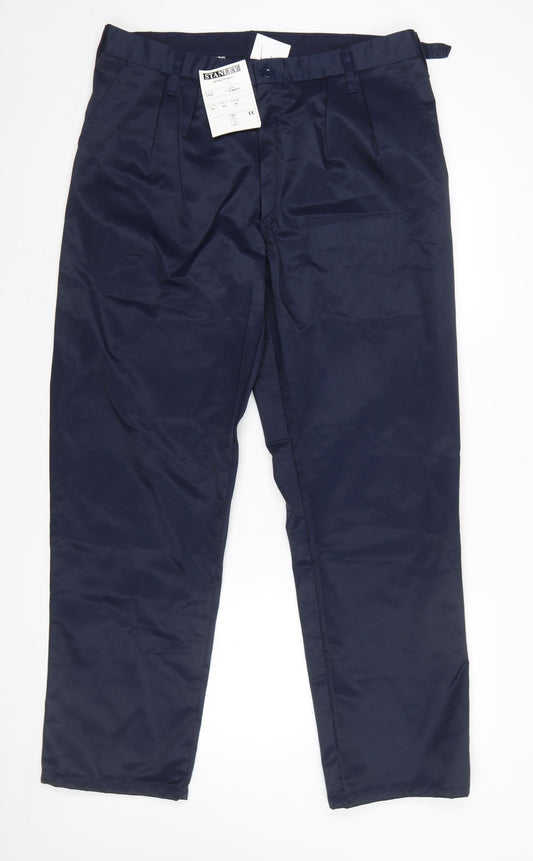 Mens UK Size 36 Stanley Regular Fit Workwear Blue Trousers