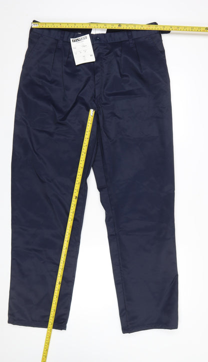 Mens UK Size 36 Stanley Regular Fit Workwear Blue Trousers