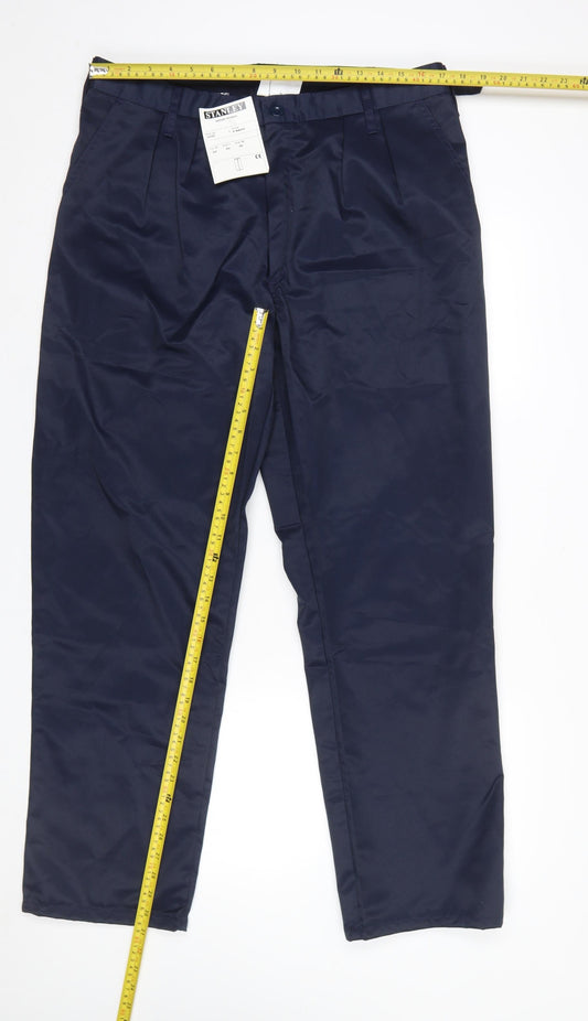 Mens UK Size 36 Stanley Regular Fit Workwear Blue Trousers