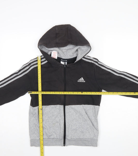 Boys UK Size 11-12 Years adidas Black Full Zip Hoodie
