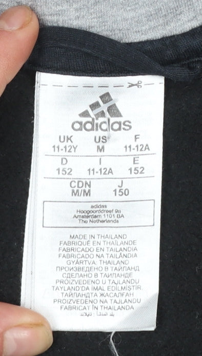 Boys UK Size 11-12 Years adidas Black Full Zip Hoodie