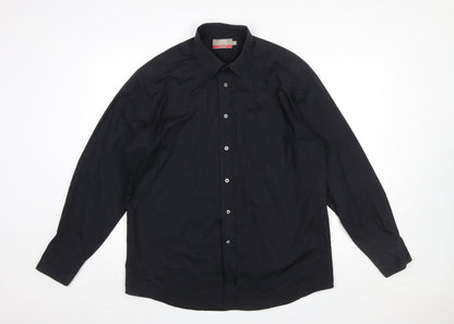 Marks and Spencer Men’s Black Regular Fit Long Sleeve Easy Care Shirt 16.5in