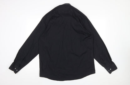 Marks and Spencer Men’s Black Regular Fit Long Sleeve Easy Care Shirt 16.5in