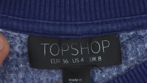 Womens UK Size 8 Topshop Blue Pullover Sweatshirt