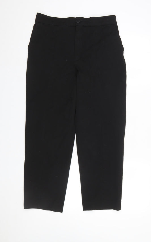 Womens UK Size 12 Massimo Dutti Regular Fit Cropped Black Trousers