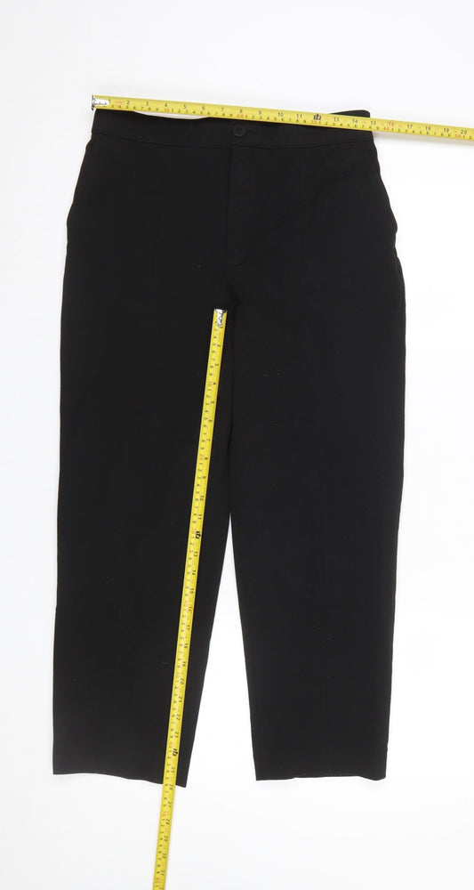 Womens UK Size 12 Massimo Dutti Regular Fit Cropped Black Trousers