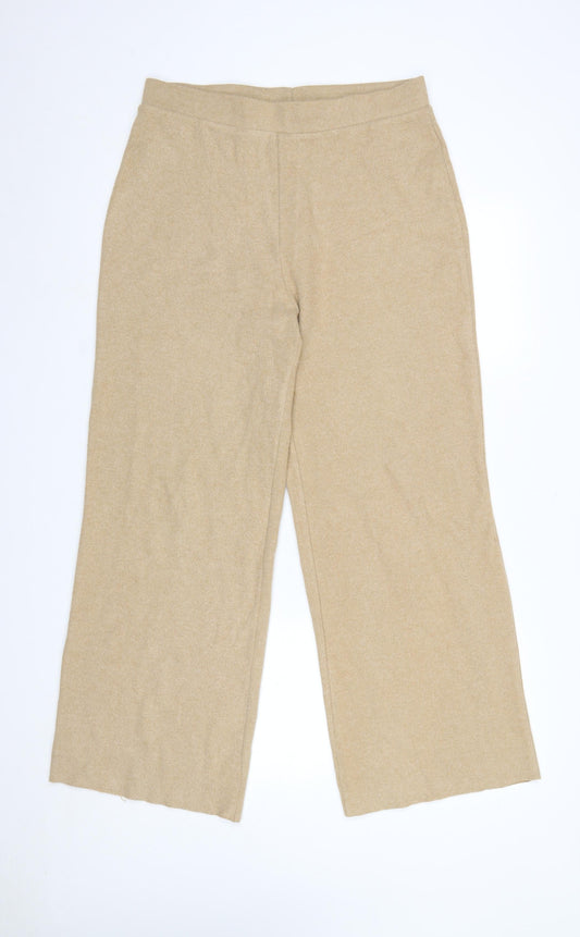 Womens UK Size L Zara Relaxed Fit Casual Travel Beige Trousers