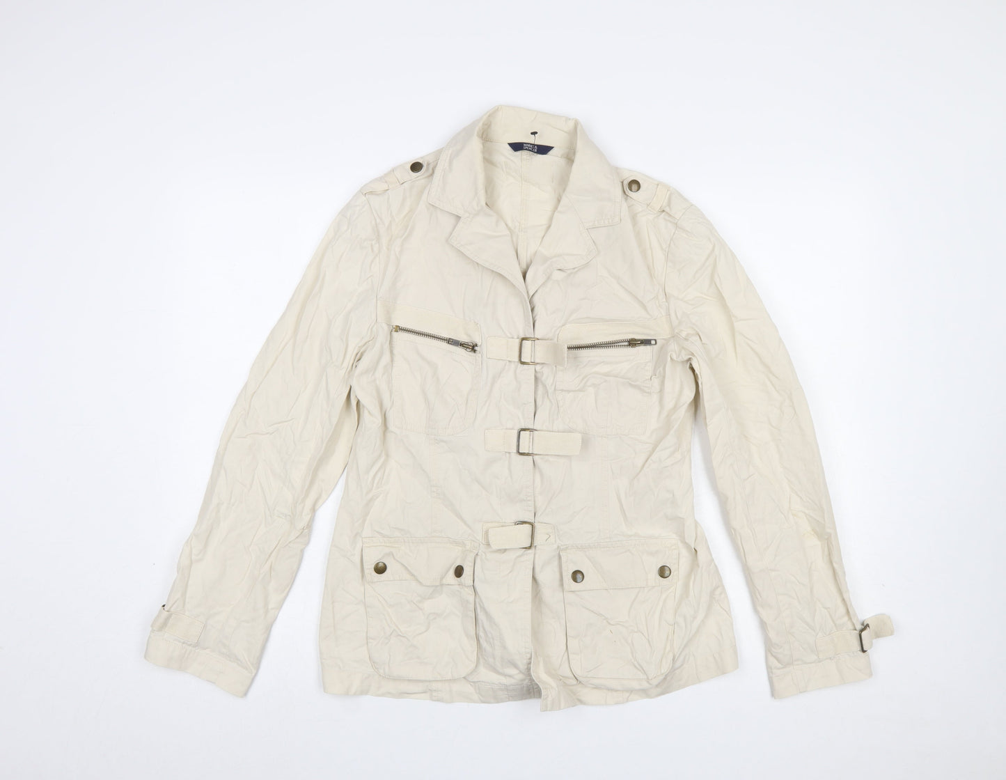 Womens UK Size 12 Marks and Spencer Beige Military Jacket