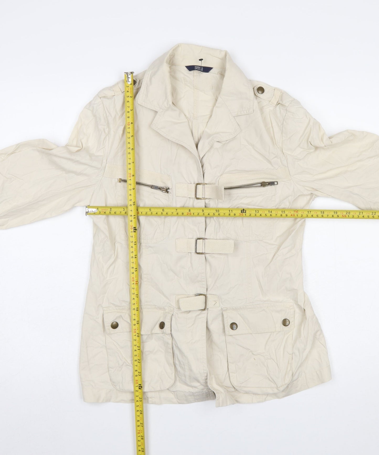 Womens UK Size 12 Marks and Spencer Beige Military Jacket