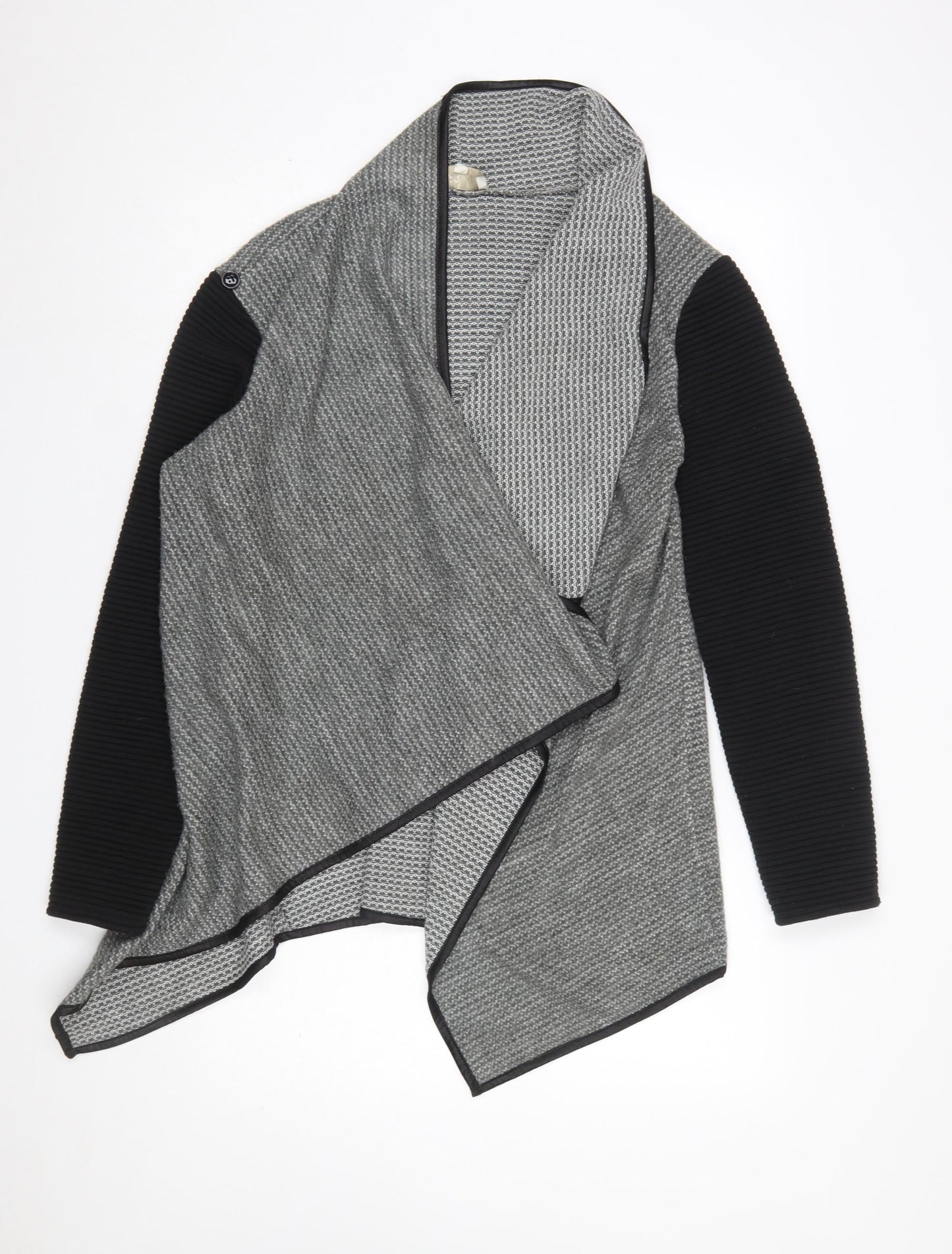 Womens UK Size M/L Apricot Grey Cardigan Jumper