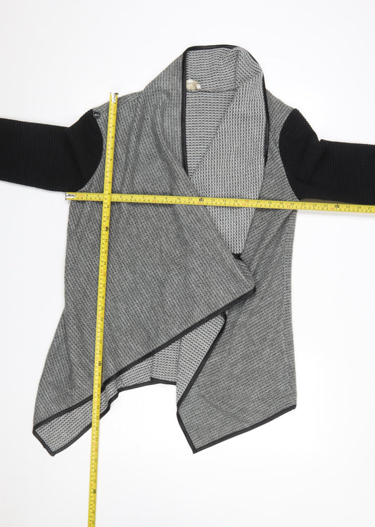 Womens UK Size M/L Apricot Grey Cardigan Jumper