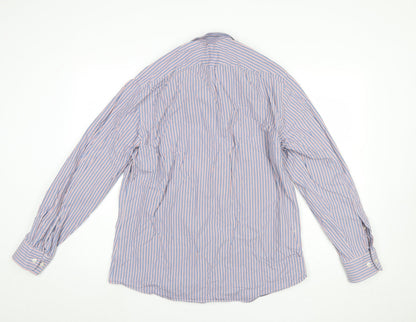Charles Tyrwhitt Men's Blue Striped Slim Fit Button-Up Shirt L