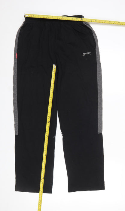 Slazenger Men's Black Sweatpants M Regular Fit Elastic Waist