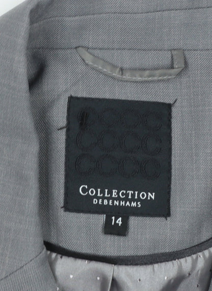 Debenhams Women Grey Size 14 Tailored Blazer Jacket