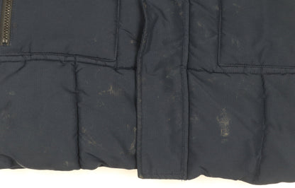 Marks and Spencer Boys Blue Hooded Puffer Jacket 14-15 Years Polyester Winter