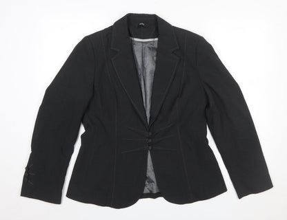 Marks and Spencer Women Charcoal Blazer UK 14 Tailored Single-Breasted Lined