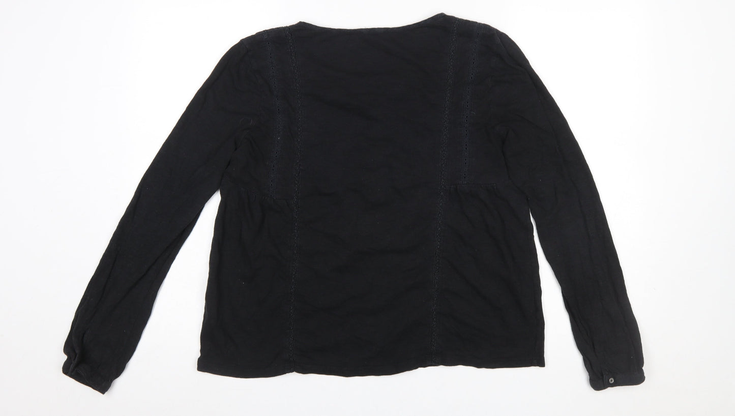 Womens UK Size 12 Fat Face Black Tunic Blouse