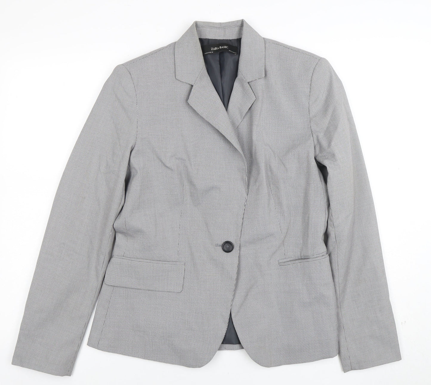 Womens UK Size 12 Zara Basic Regular Grey Blazer