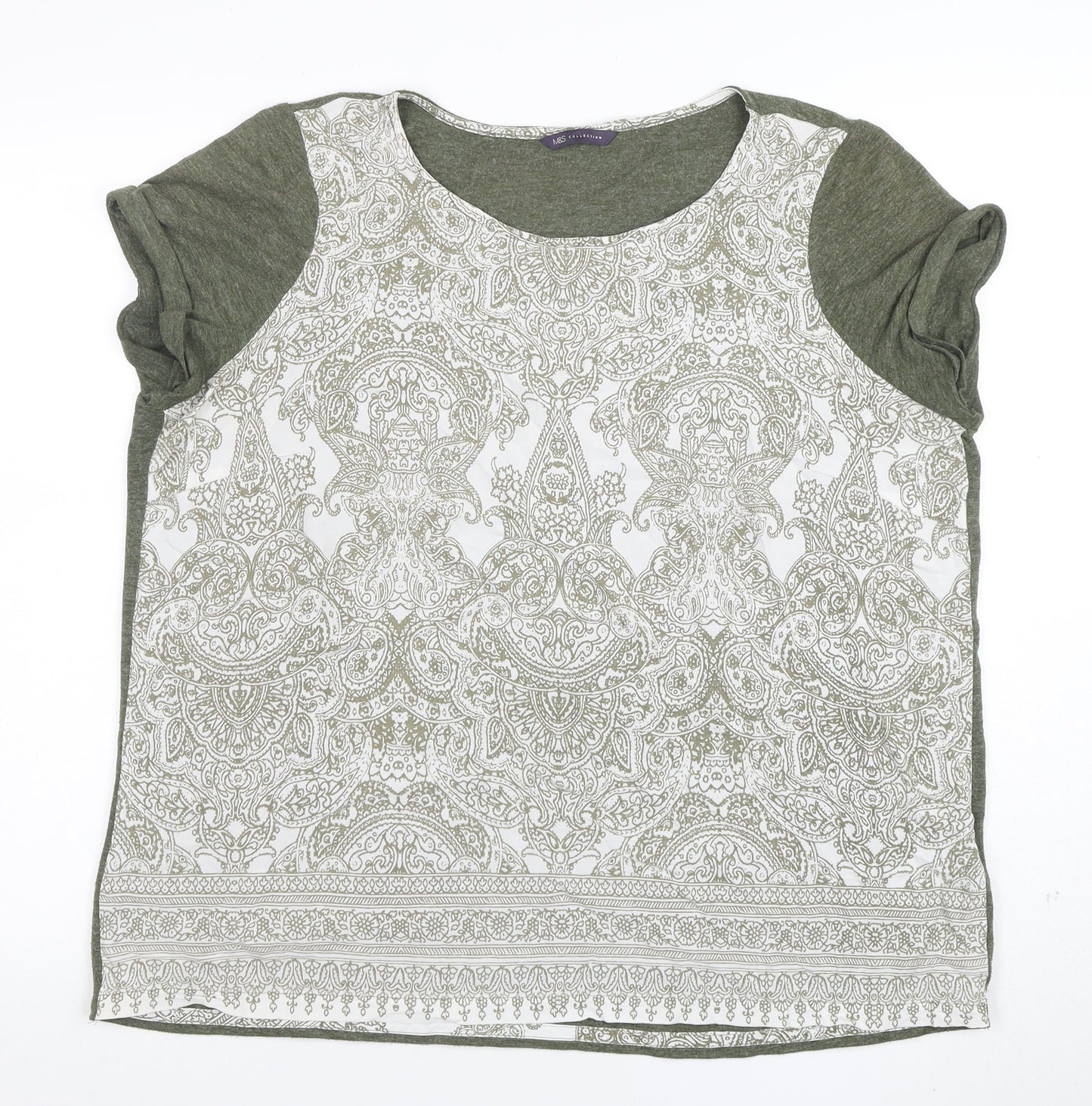 Womens UK Size 18 Marks and Spencer Green Basic T-Shirt