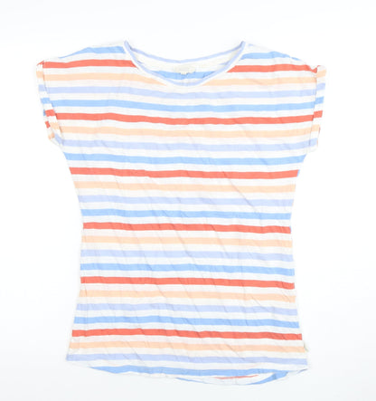 Fat Face Women’s Multicoloured Striped Cotton Boat Neck T-Shirt Size 8