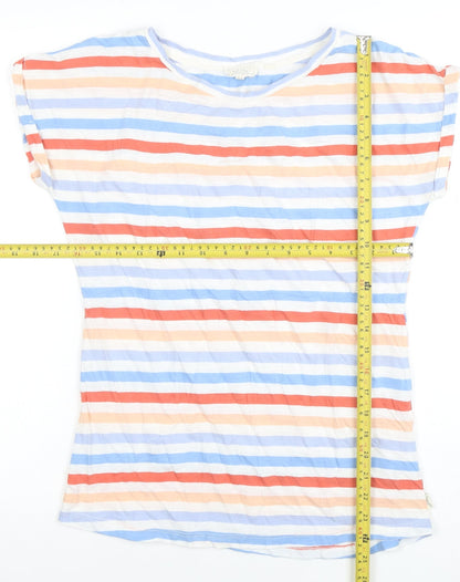 Fat Face Women’s Multicoloured Striped Cotton Boat Neck T-Shirt Size 8