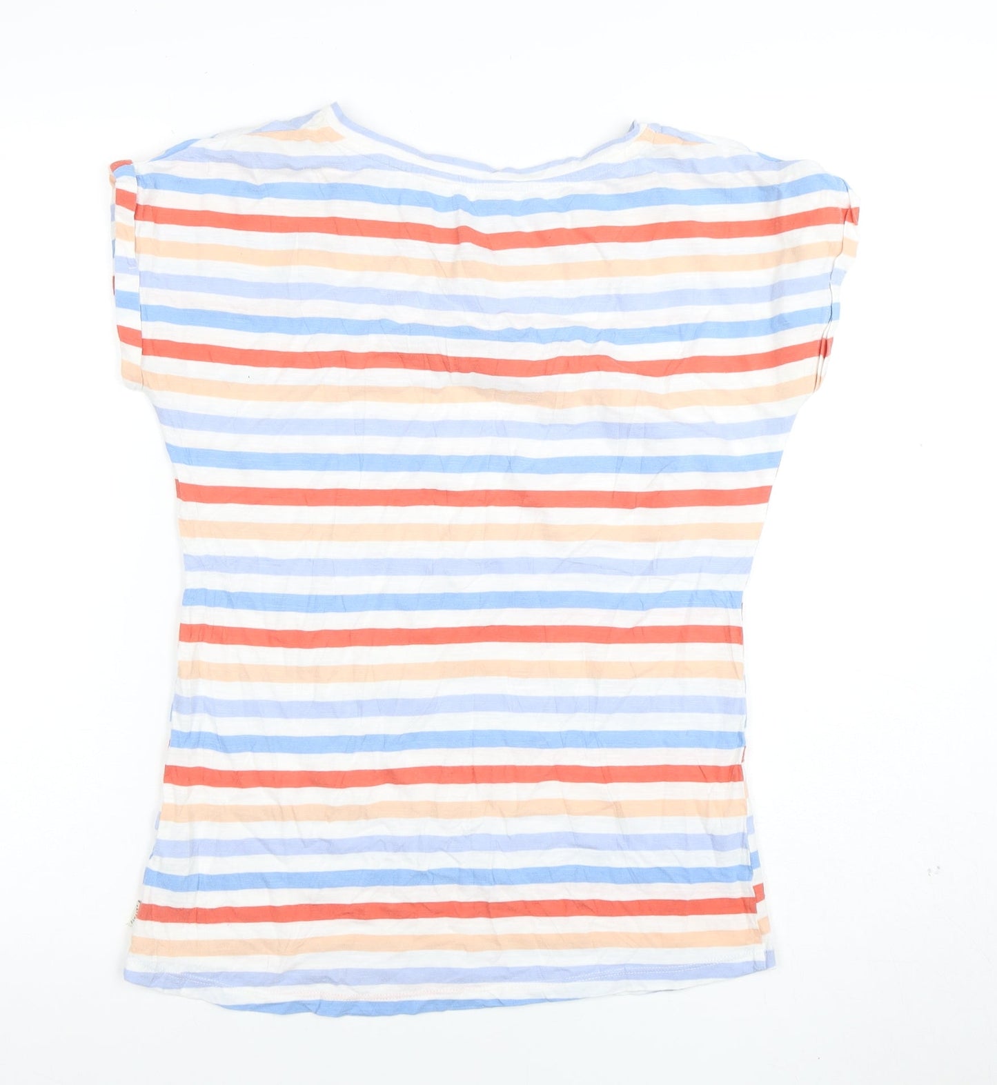 Fat Face Women’s Multicoloured Striped Cotton Boat Neck T-Shirt Size 8