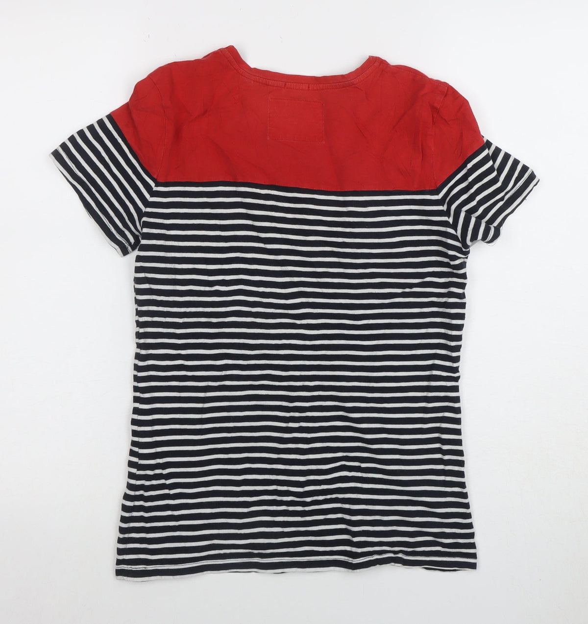 Superdry Women Red Navy Striped Basic T-Shirt Medium