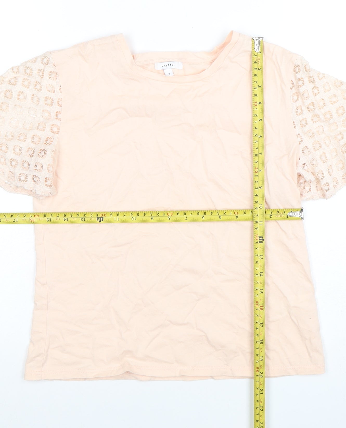 Womens UK Size S MAETTE Beige Basic T-Shirt
