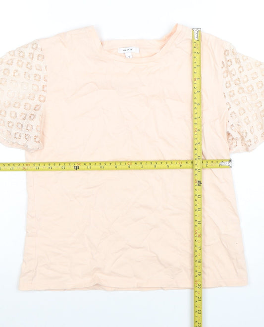 Womens UK Size S MAETTE Beige Basic T-Shirt