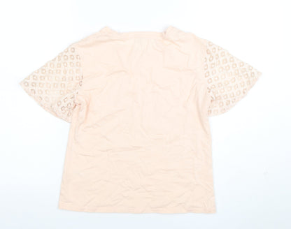 Womens UK Size S MAETTE Beige Basic T-Shirt