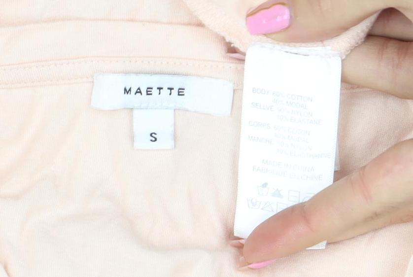 Womens UK Size S MAETTE Beige Basic T-Shirt