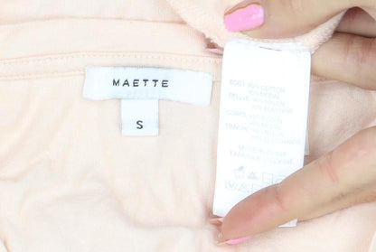 Womens UK Size S MAETTE Beige Basic T-Shirt