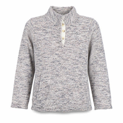FatFace Womens Beige Blue Striped Henley Sweatshirt Size S Cotton Blend
