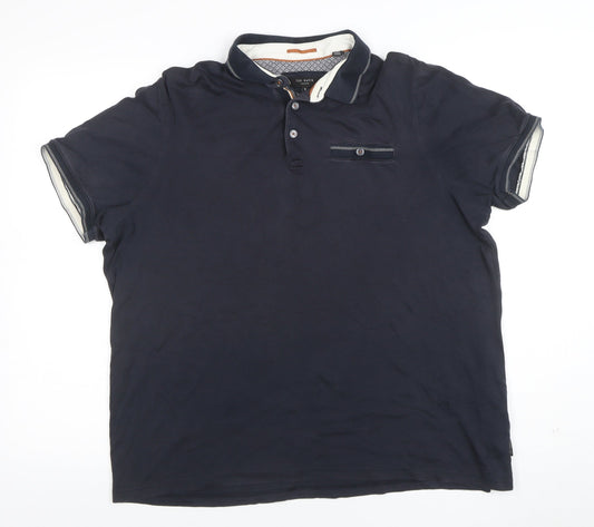 Ted Baker Men's Blue Short Sleeve Cotton Polo Shirt Size S
