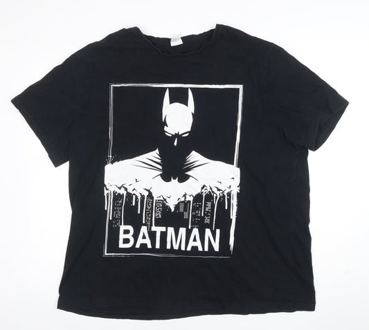 George Men’s Black Batman Graphic T-Shirt 3XL Regular Fit