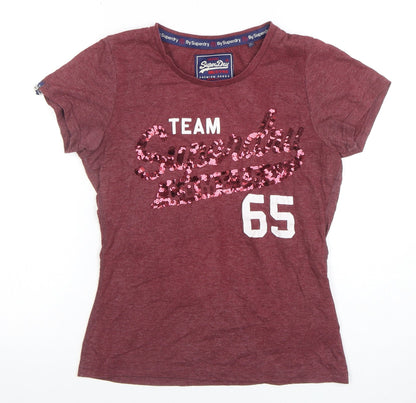 Womens UK Size M Superdry Red Basic T-Shirt
