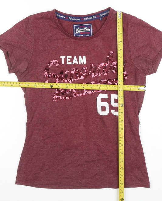 Womens UK Size M Superdry Red Basic T-Shirt