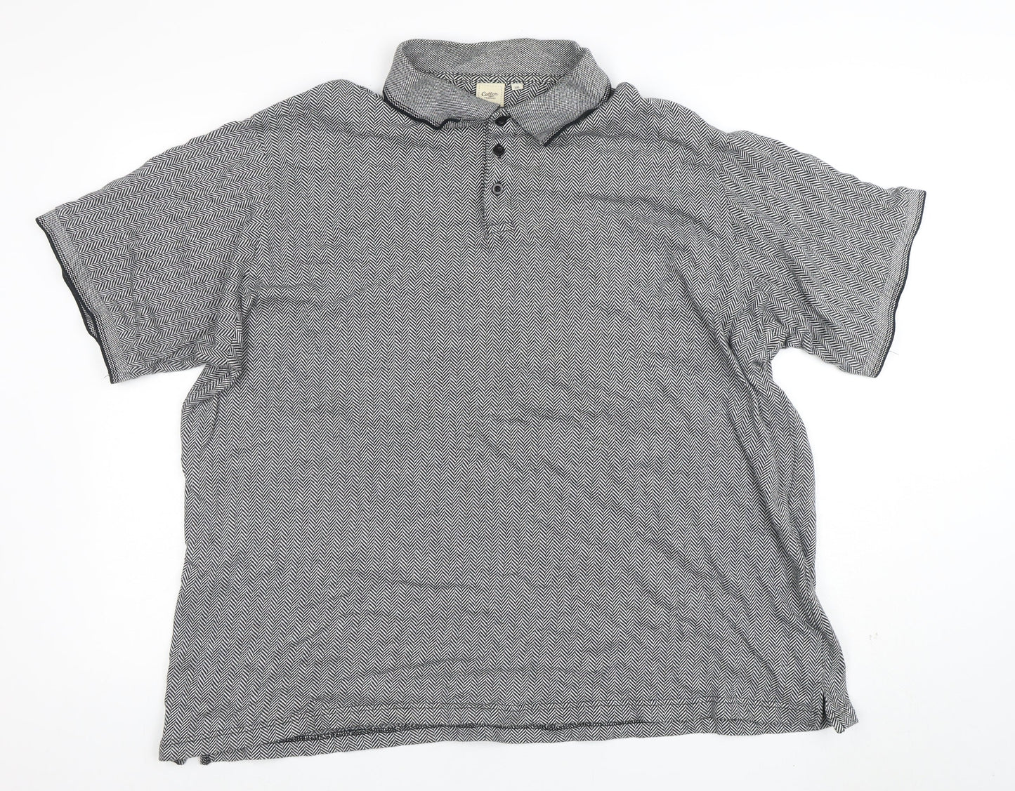 Cotton Traders Men's Black 3XL Herringbone Short Sleeve Polo Shirt