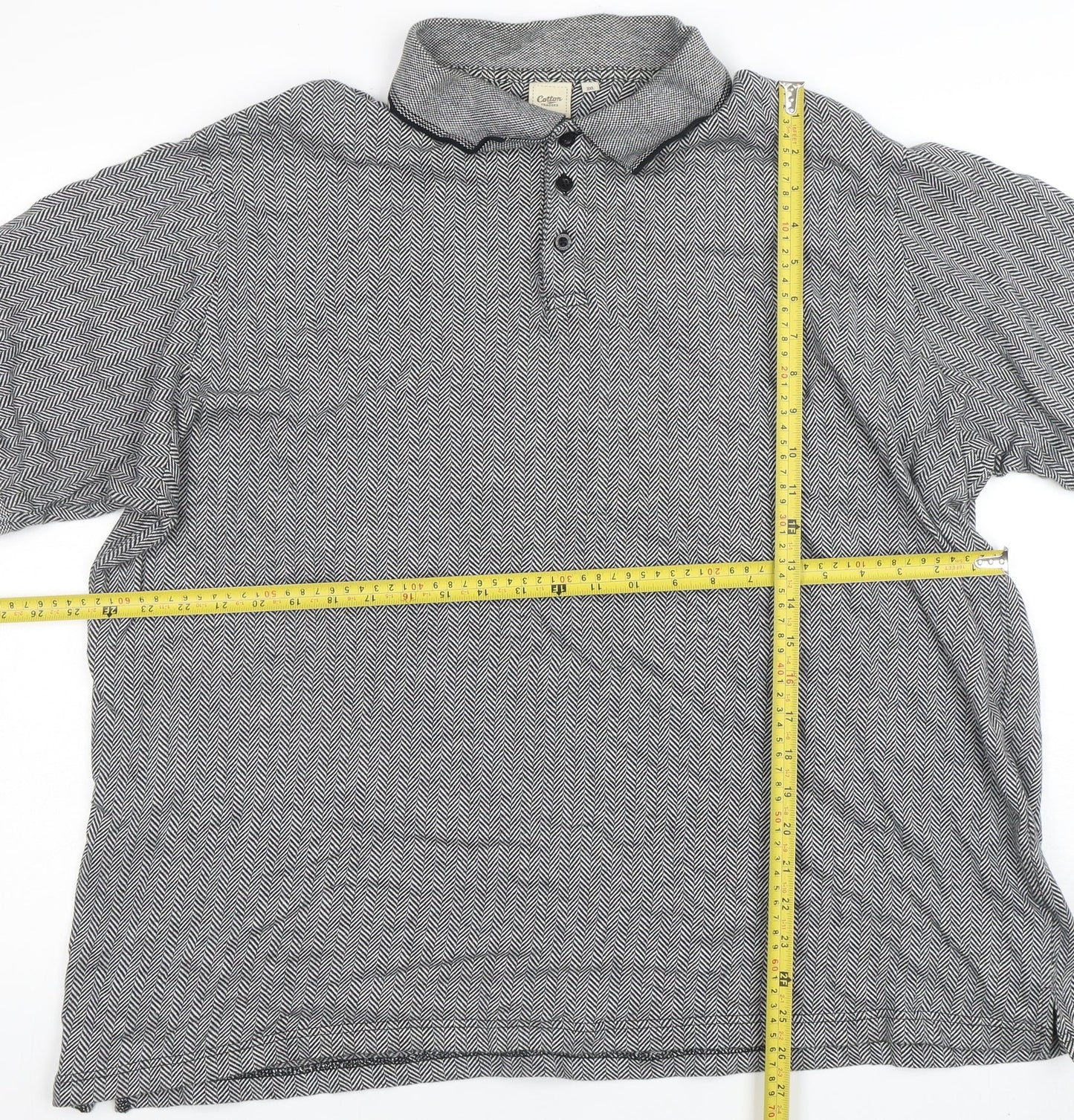 Cotton Traders Men's Black 3XL Herringbone Short Sleeve Polo Shirt