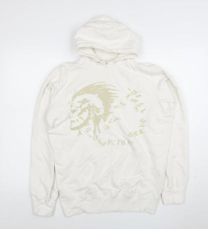 Womens UK Size L Diesel Ivory Pullover Hoodie