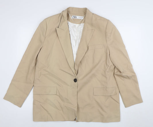 Womens UK Size XL Zara Regular Beige Blazer