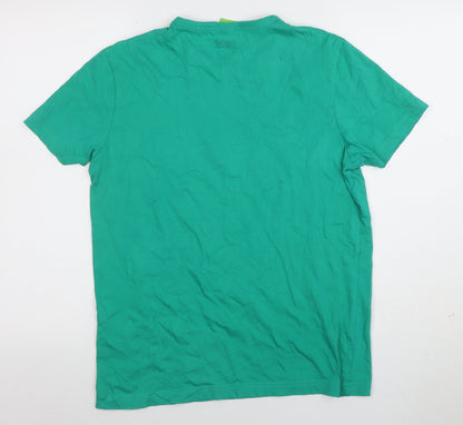 Hugo Boss Men's Green Regular Fit Cotton Crew Neck T-Shirt M