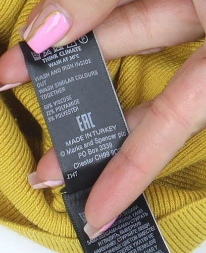 Womens UK Size 12 Marks and Spencer Yellow Pullover Jumper