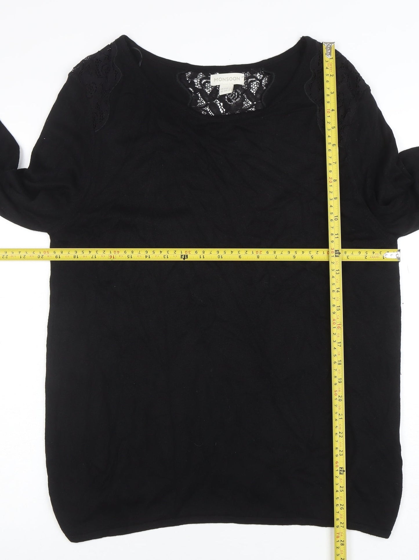 Womens UK Size 12 Monsoon Black Basic Blouse