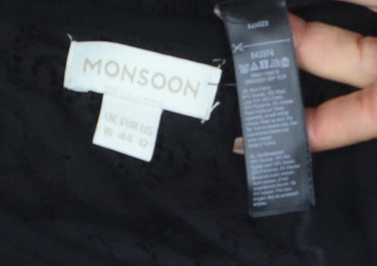 Womens UK Size 12 Monsoon Black Basic Blouse