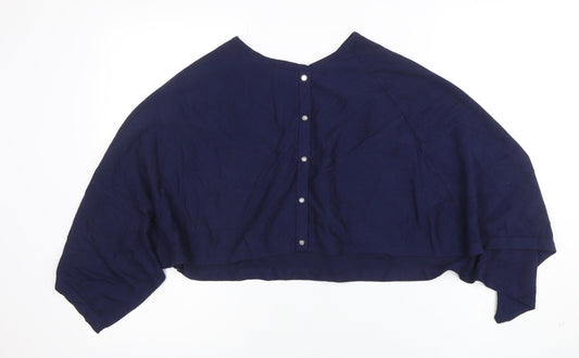 Womens UK Size M Marble Blue Cropped Blouse