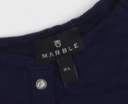 Womens UK Size M Marble Blue Cropped Blouse