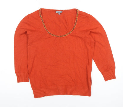 Womens UK Size 14 Marks and Spencer Orange Basic Blouse