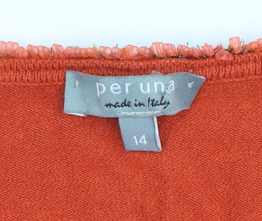 Womens UK Size 14 Marks and Spencer Orange Basic Blouse