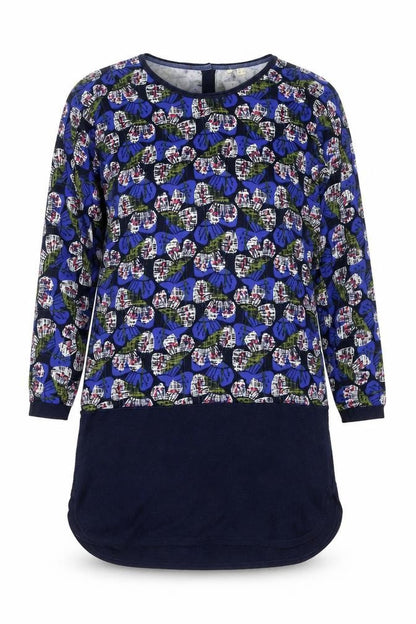 White Stuff Women's Blue Floral Shift Dress Size 10 Long Sleeve